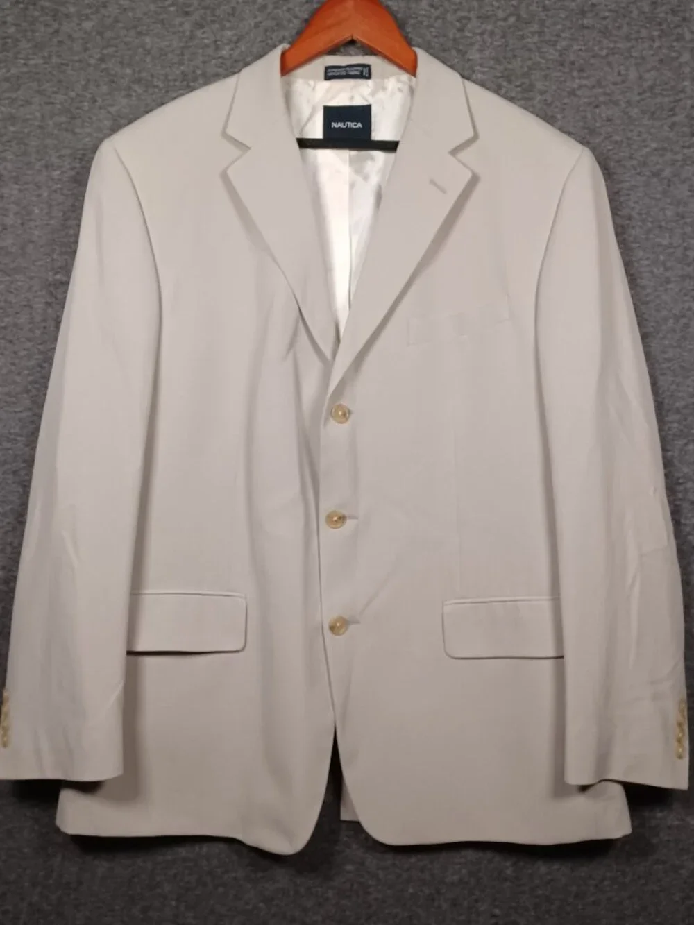 Nautica Blazer Men's 44R Beige Sport Coat Jacket Casual Business Silk